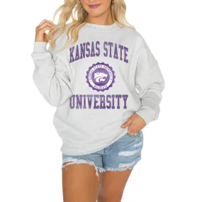 Gameday Couture Kansas State Wildcats Women's Steel Good Vibes Premium Fleece Drop Shoulder Pullover Sweatshirt