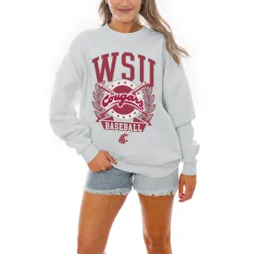 Gameday Couture Washington State Cougars Women's Gray Baseball Premium Fleece Drop Pullover Sweatshirt