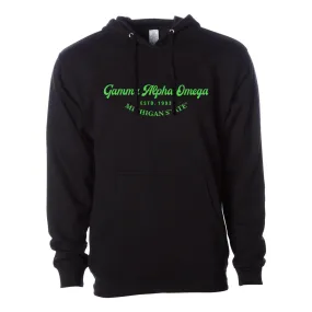 #Gamma Alpha Omega Hoodie, Elegant Print Design