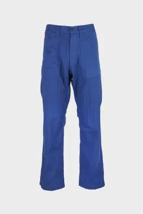 Garment Dye Wide Herringbone Fatigue Pants - Royal Blue