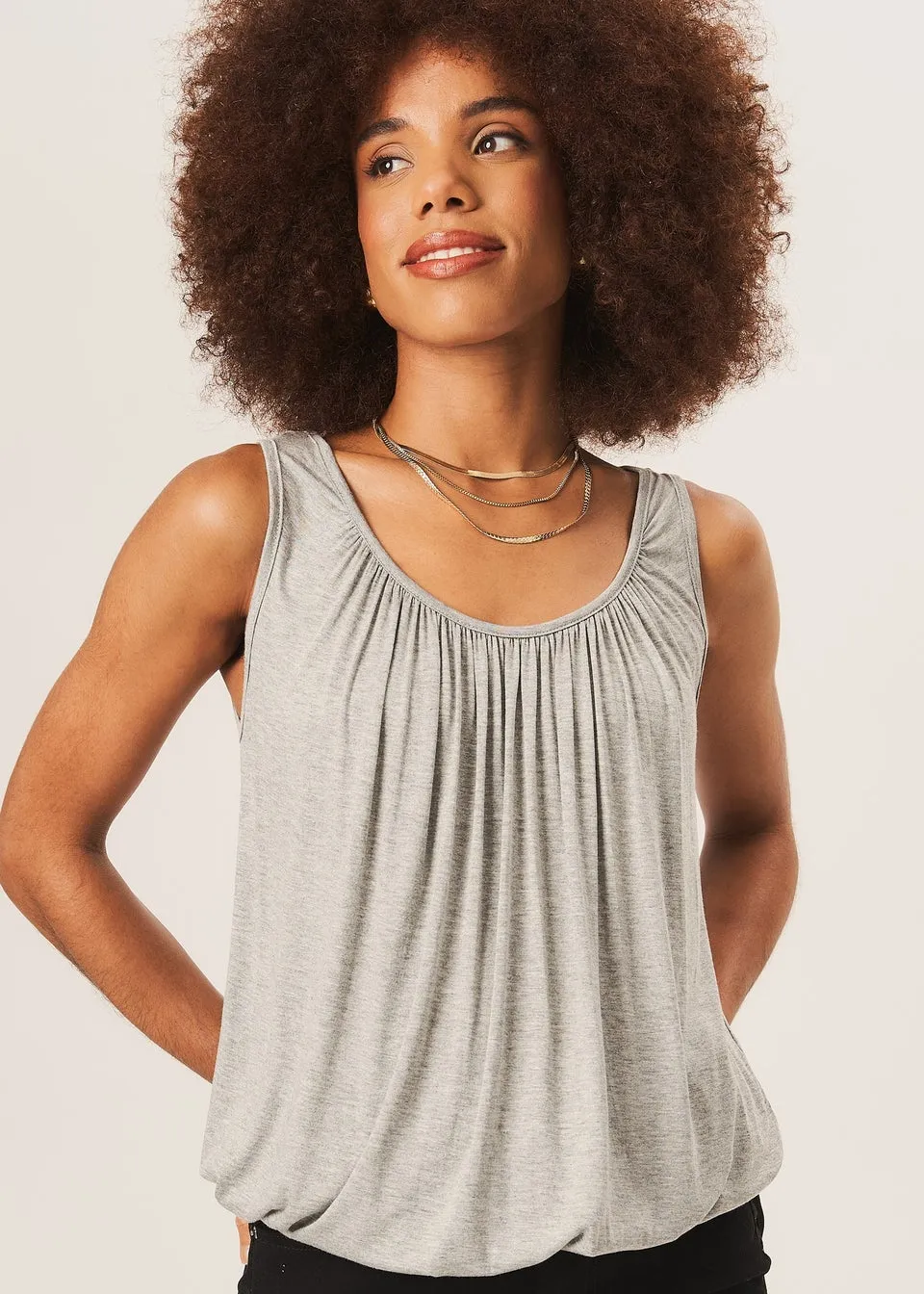 Gini London Dark Grey Round Neck Oversized Sleeveless Top