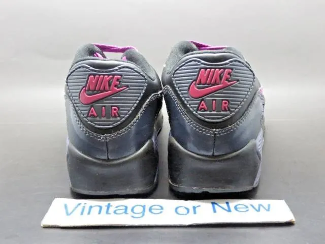 Girls' nike air max '90 anthracite black purple spark running 345017-010 sz 5y