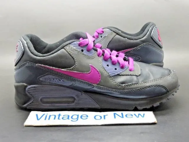 Girls' nike air max '90 anthracite black purple spark running 345017-010 sz 5y