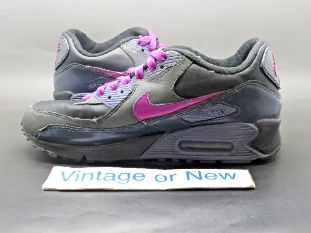 Girls' nike air max '90 anthracite black purple spark running 345017-010 sz 5y