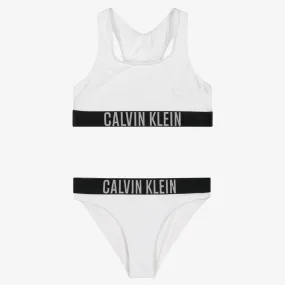 Girls White Logo Bikini