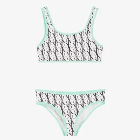 Girls White Monogram Bikini