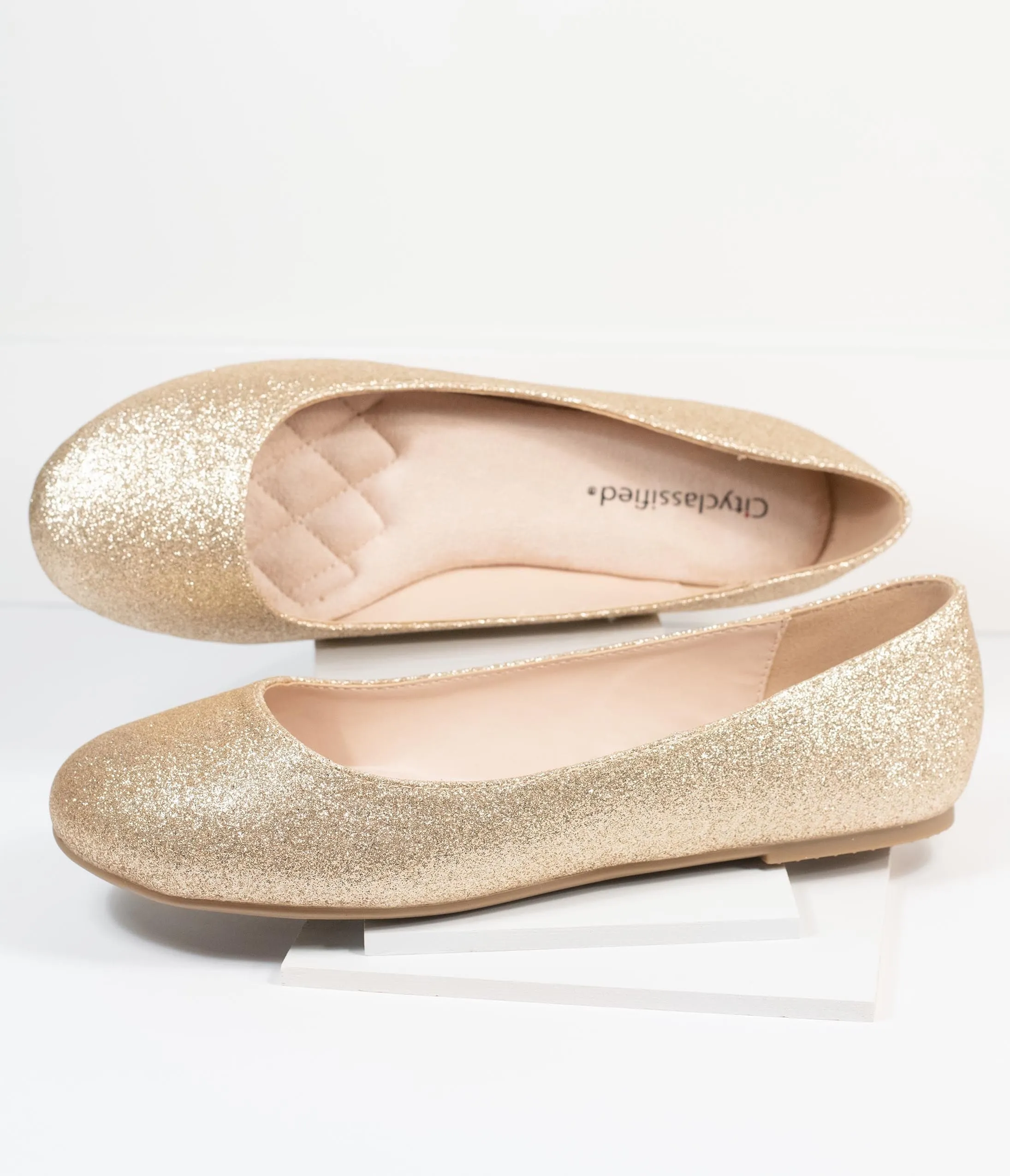 Golden Glitter Ballet Flats