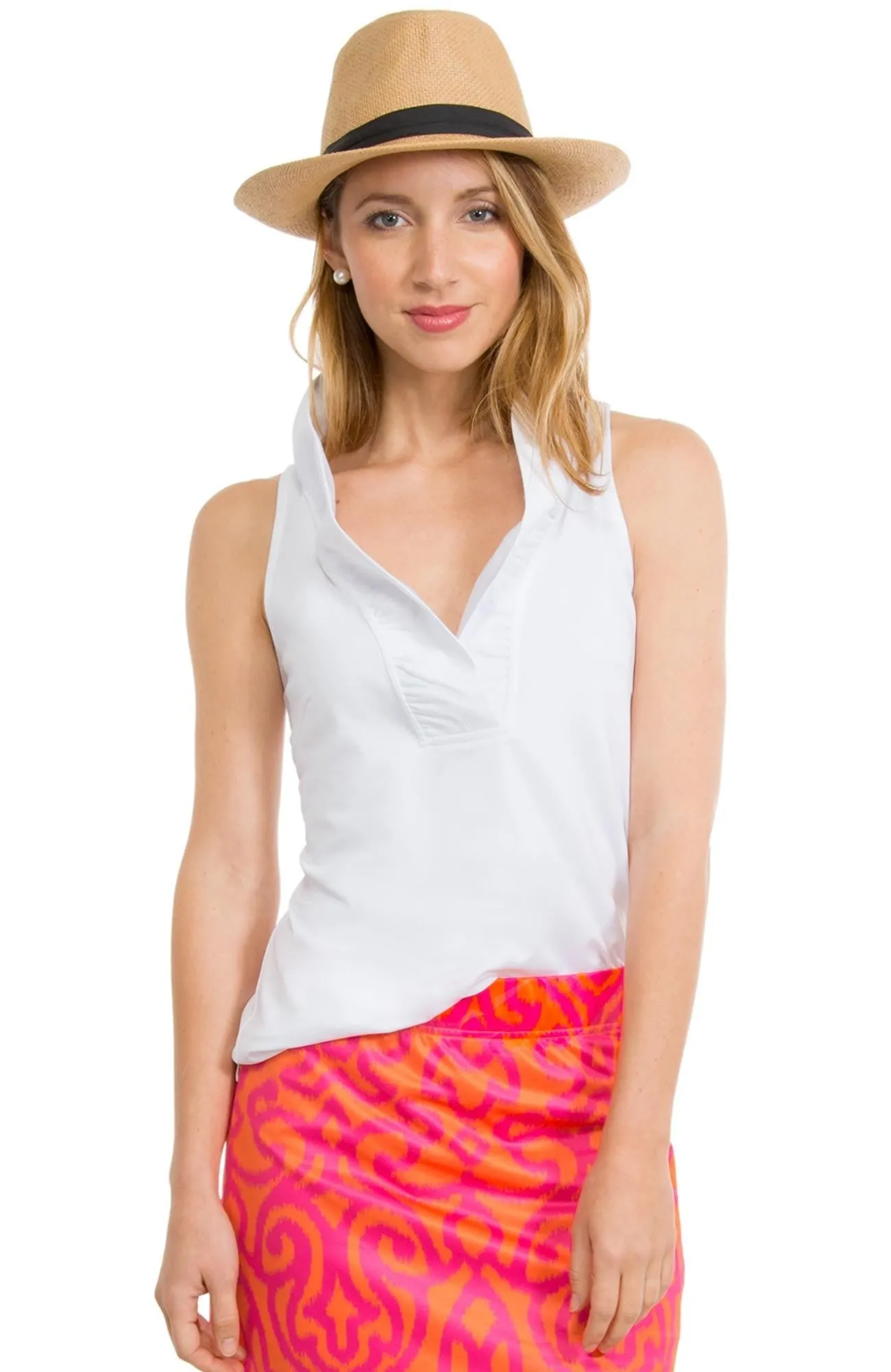 Gretchen Scott | Ruffneck Top | Sleeveless Shirt | Women's | White