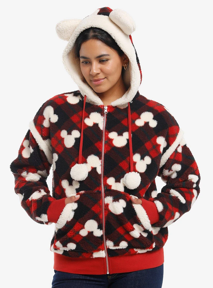 Her Universe Disney Mickey Mouse Plaid Girls Sherpa Hoodie