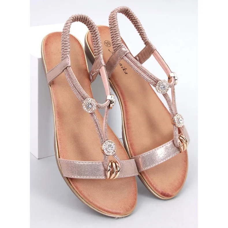 Hesna Champagne sandals with cubic zirconia pink