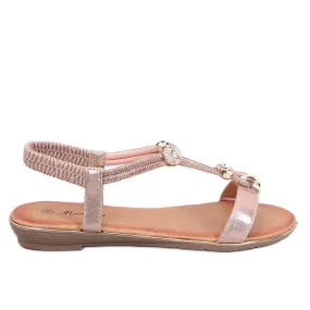 Hesna Champagne sandals with cubic zirconia pink