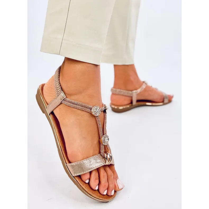 Hesna Champagne sandals with cubic zirconia pink