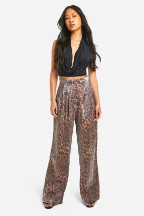 High Waisted Leopard Straight Leg Pants