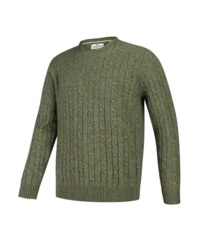 Hoggs of Fife Jedburgh Crew Neck Cable Pullover - Thyme