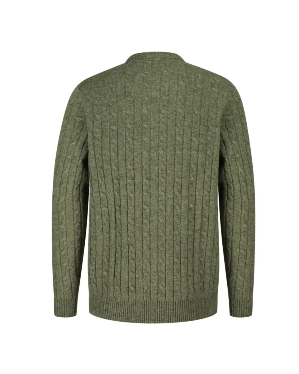 Hoggs of Fife Jedburgh Crew Neck Cable Pullover - Thyme