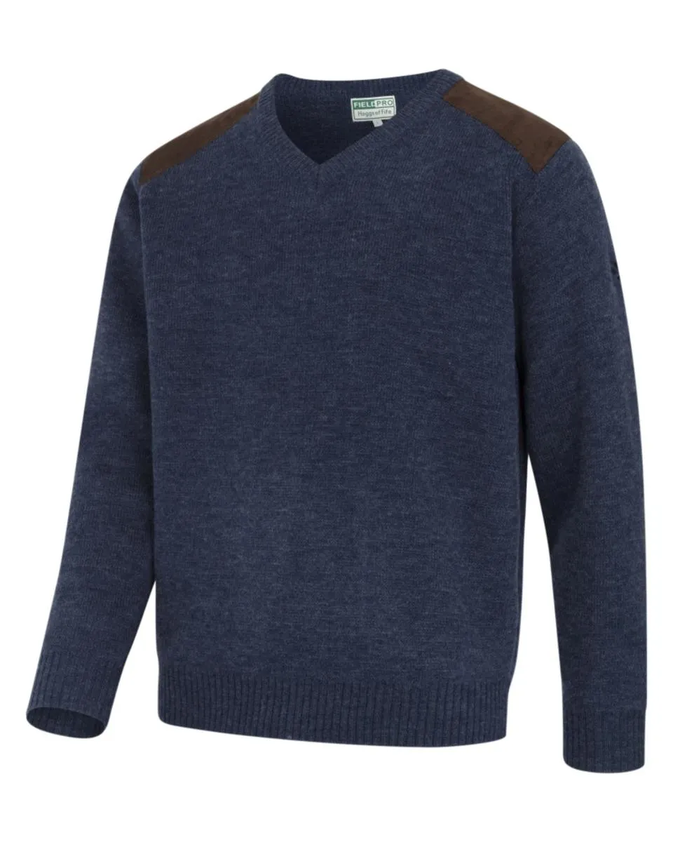 Hoggs of Fife Melrose II V-Neck Pullover - Storm Blue Marl