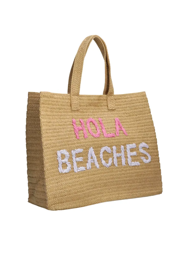 Hola Beaches Woven Tote - Sand Pink Rainbow ***FINAL SALE***