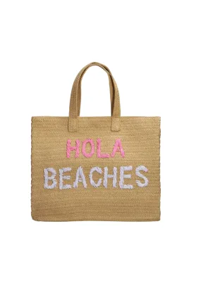 Hola Beaches Woven Tote - Sand Pink Rainbow ***FINAL SALE***