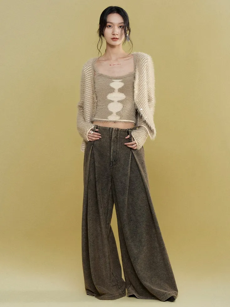 I-shaped Pleated Wide-leg Casual Pants