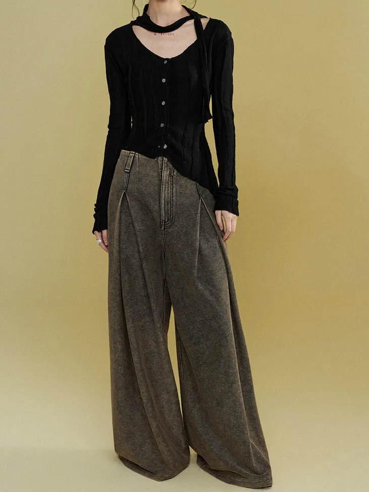 I-shaped Pleated Wide-leg Casual Pants