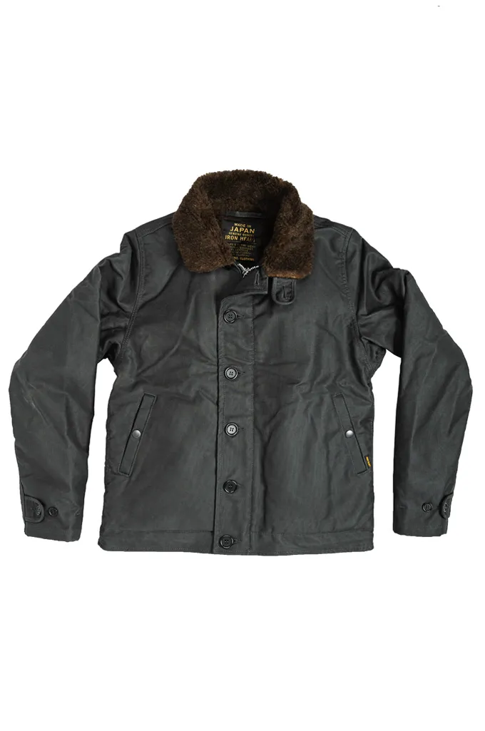 Iron Heart Alpaca-Lined N-1 Deck Jacket - Black Oiled