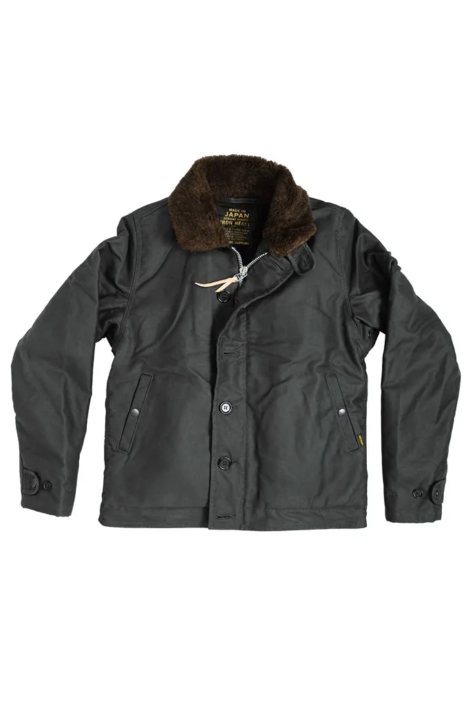 Iron Heart Alpaca-Lined N-1 Deck Jacket - Black Oiled