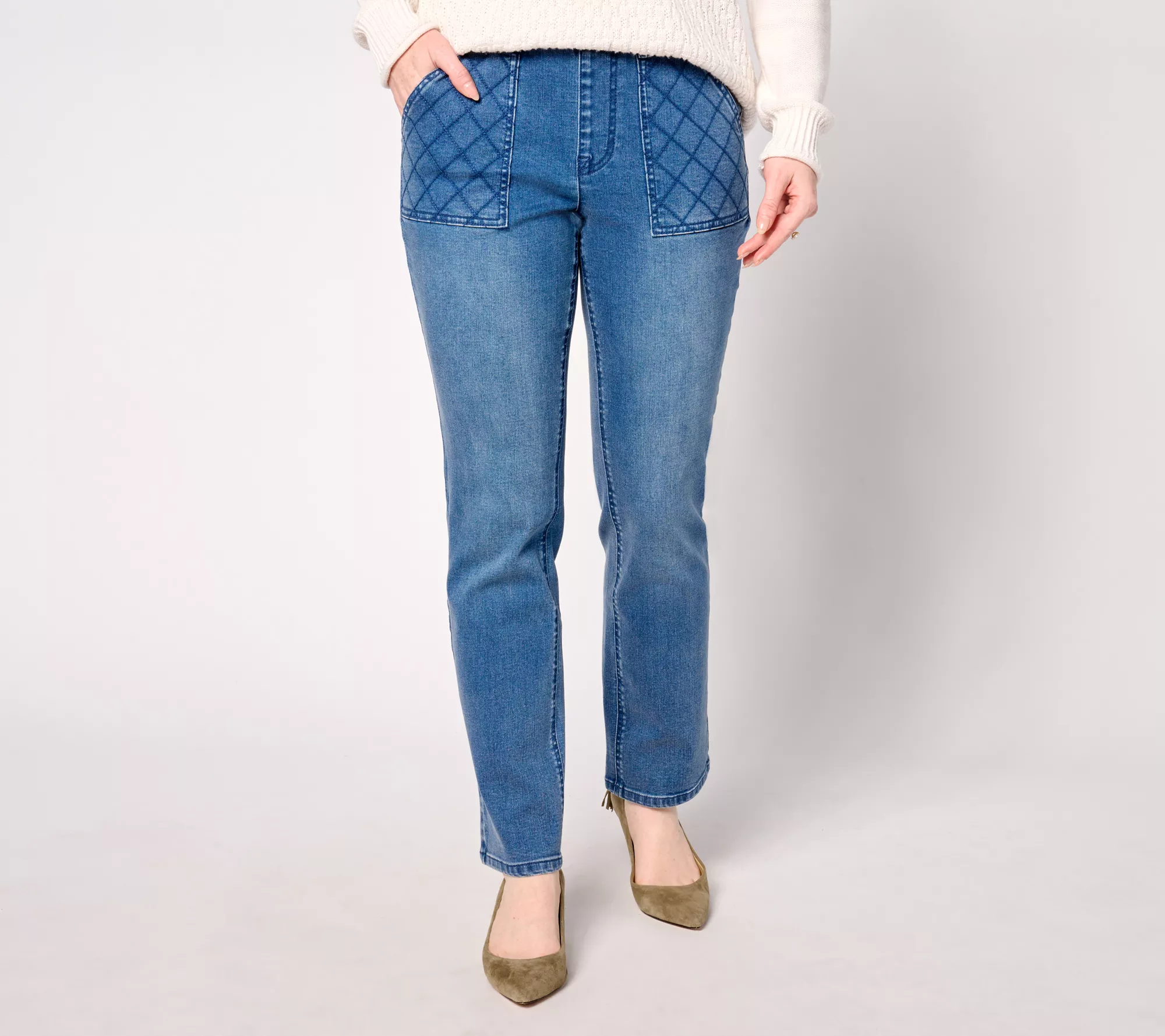 Isaac Mizrahi Live! Regular True Denim Indigo Jeans w/ Quilted Pocket