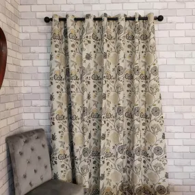 Jacobean Eyelet Readymade Curtains - Ochre