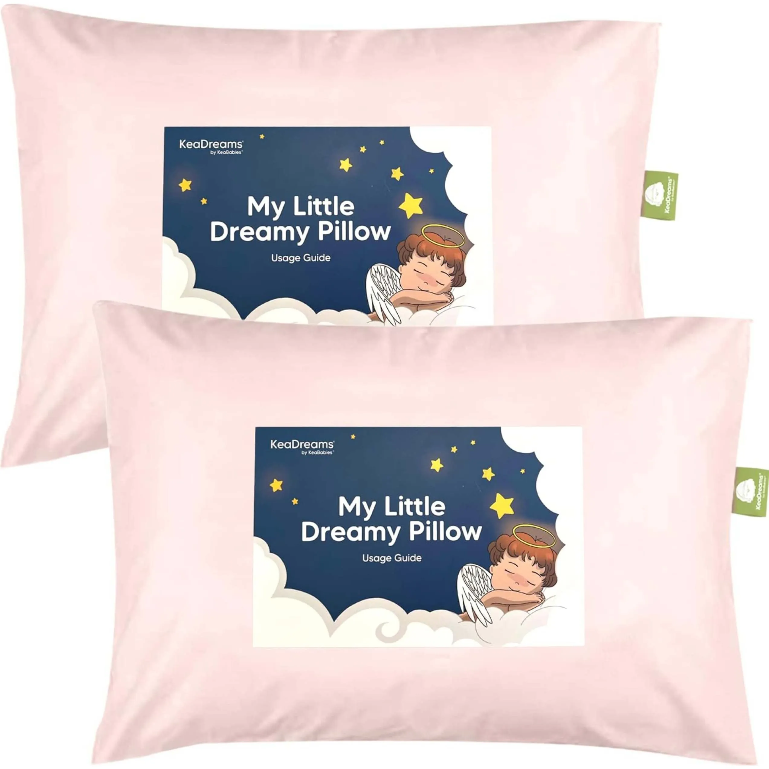 KeaBabies 2-Pack Toddler Pillows for Sleeping 13X18, Mist Pink