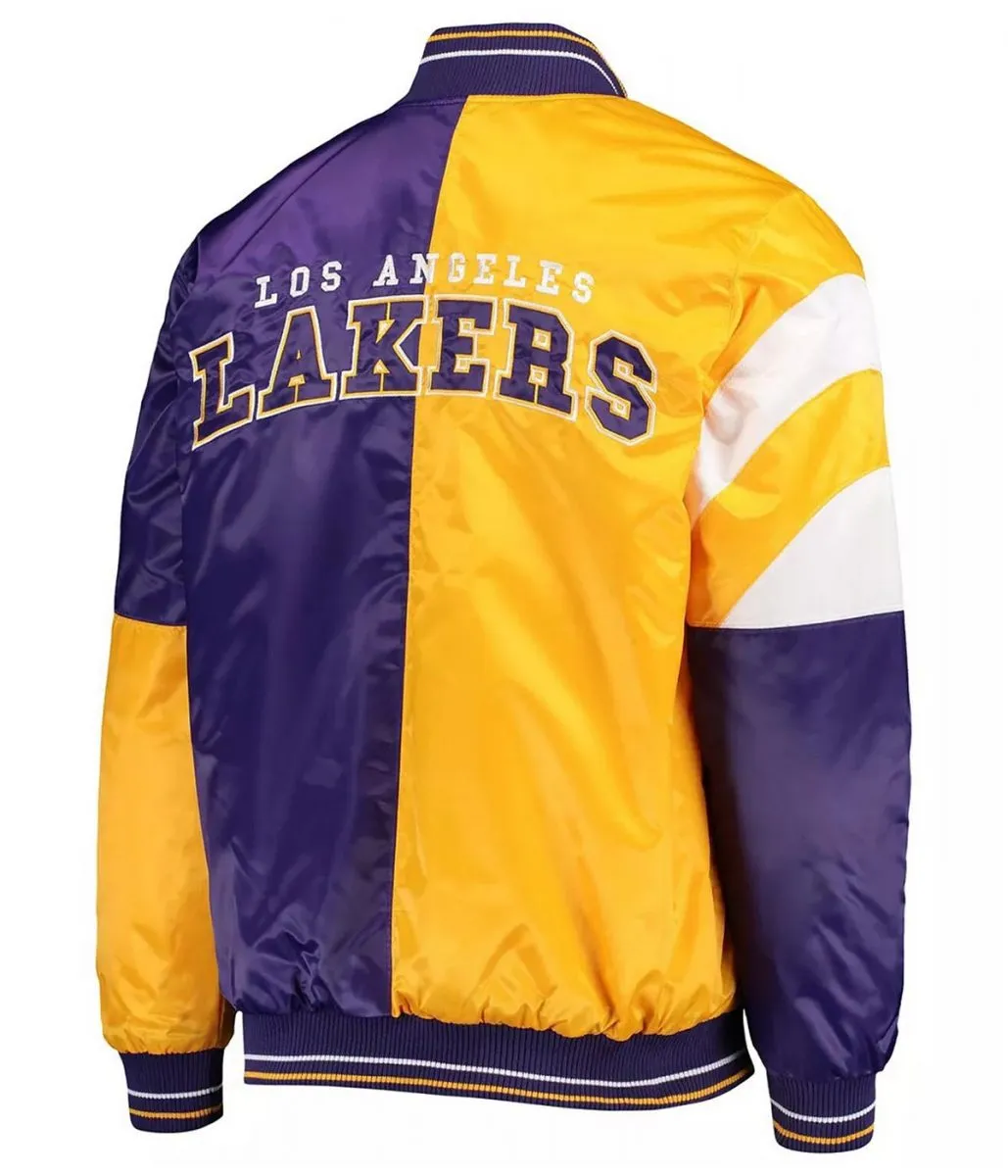 LA Lakers 75th Anniversary Leader Color Block Full-Snap Satin Jacket