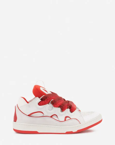 LANVIN CURB SNEAKERS, WHITE/RED