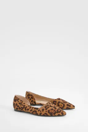 Leopard Print Cut Out Pointed Flats