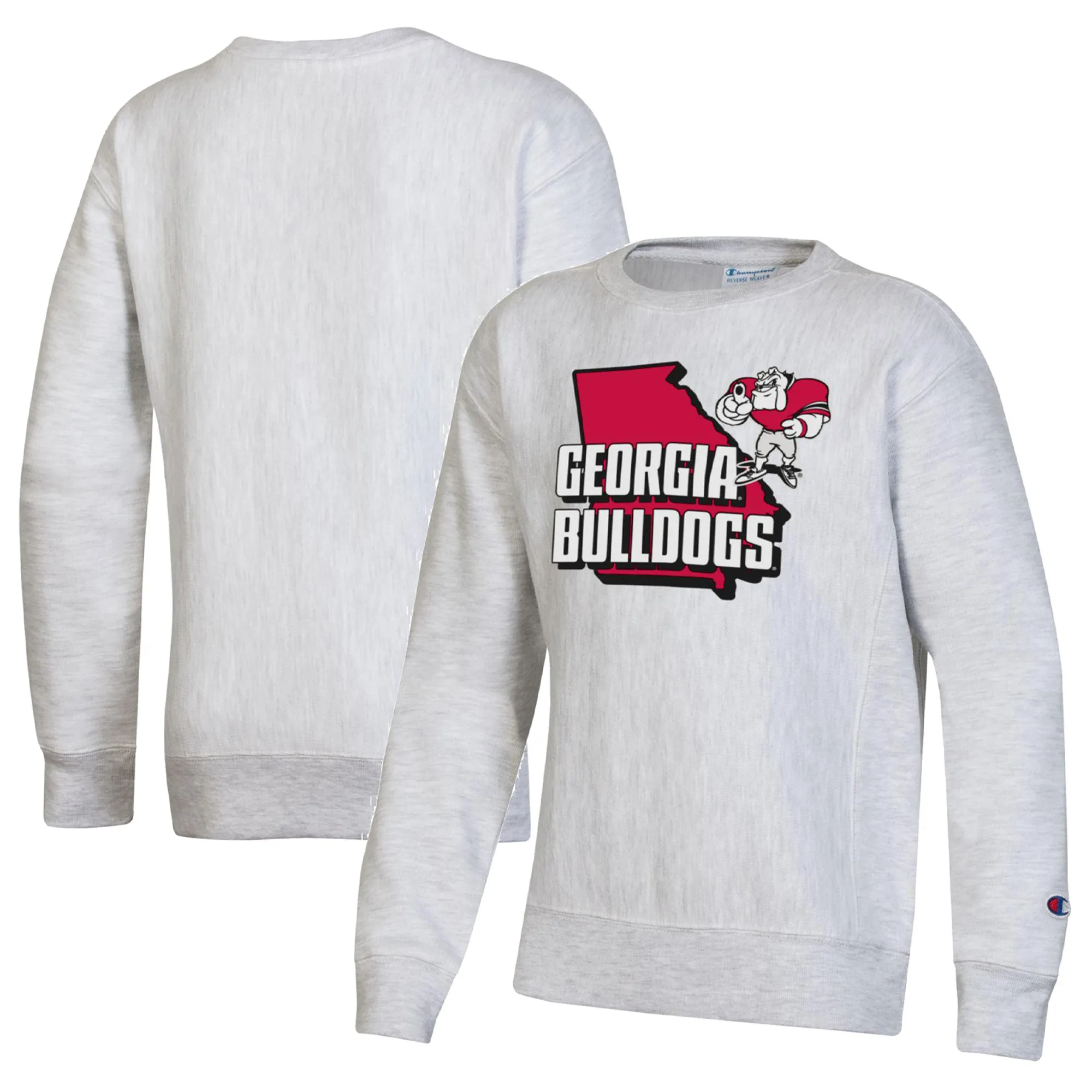 Lids Youth Champion Heather Gray Georgia Bulldogs Reverse Weave Pullover Sweatshirt