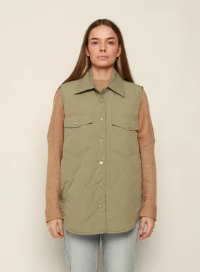 Lisa Quilted Vest-KHAKI