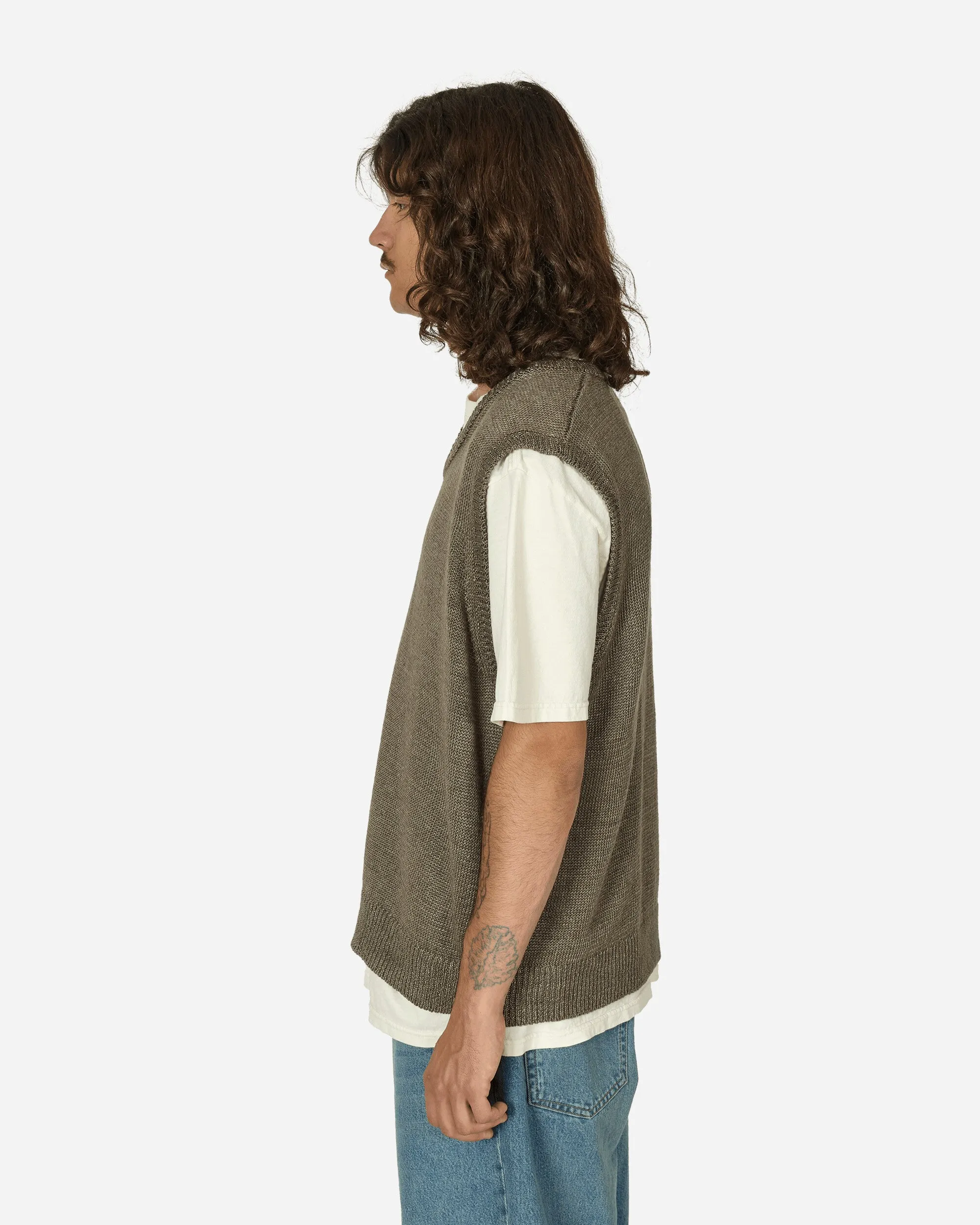 Loose Knit Linen Vest Stone