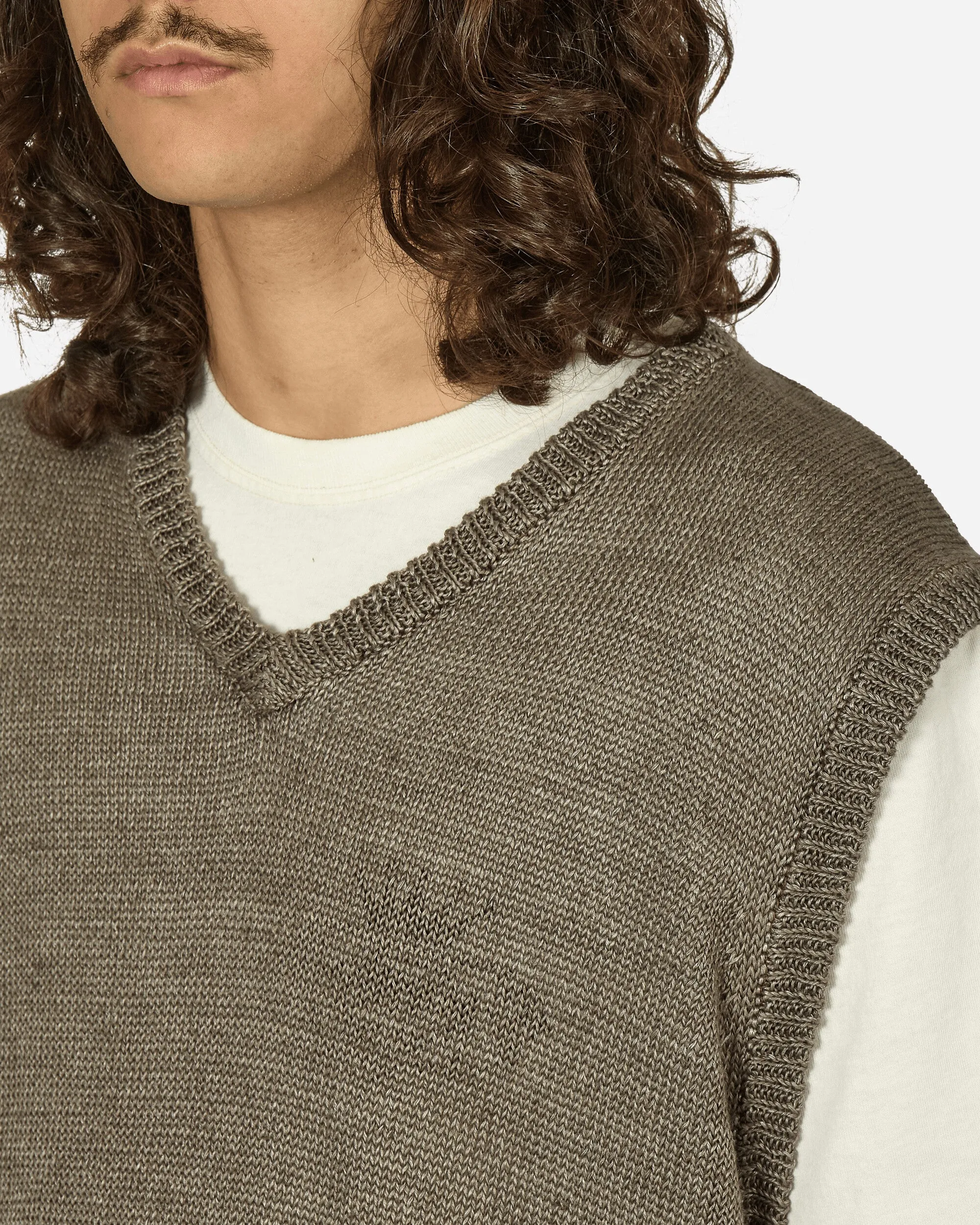 Loose Knit Linen Vest Stone