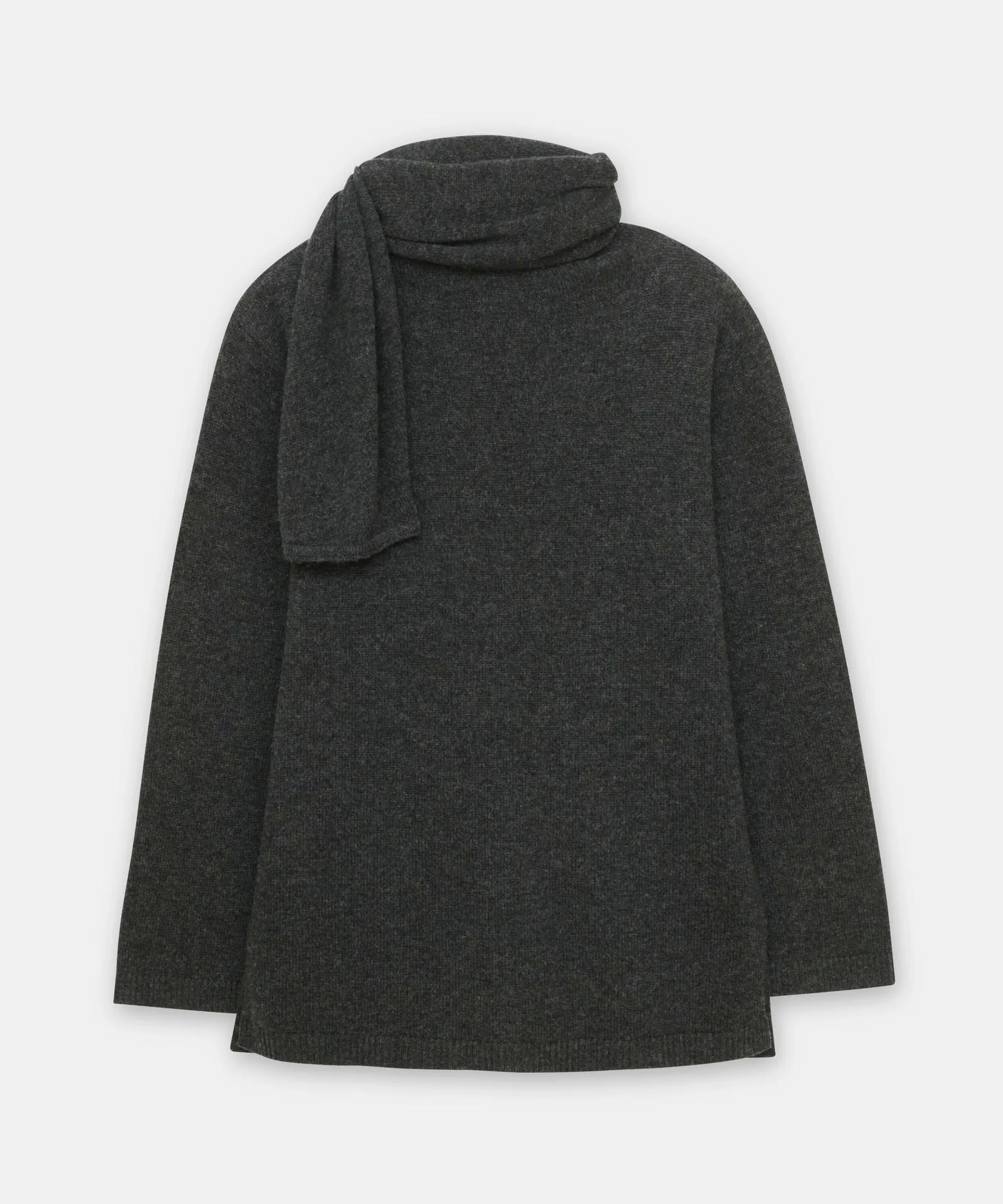 Luxe Cashmere Asymmetrical Turtleneck with Scarf