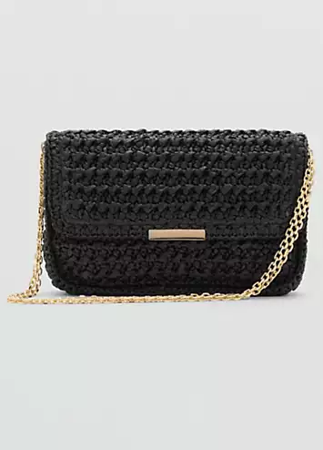 Madrid Black Raffia Crossbody by Mango | Look Again