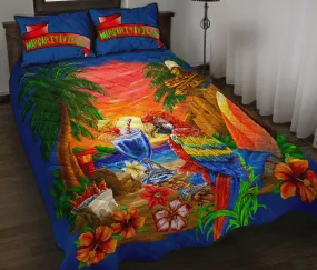 Margaritaville Royal Blue Beach Sunset Quilt Set