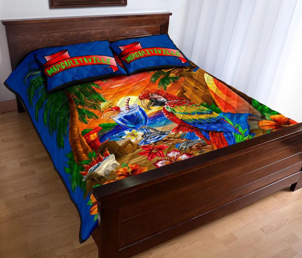 Margaritaville Royal Blue Beach Sunset Quilt Set