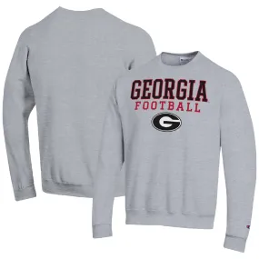 Men's Champion Heather Gray Georgia Bulldogs Football Stacked Pullover Sweatshirt