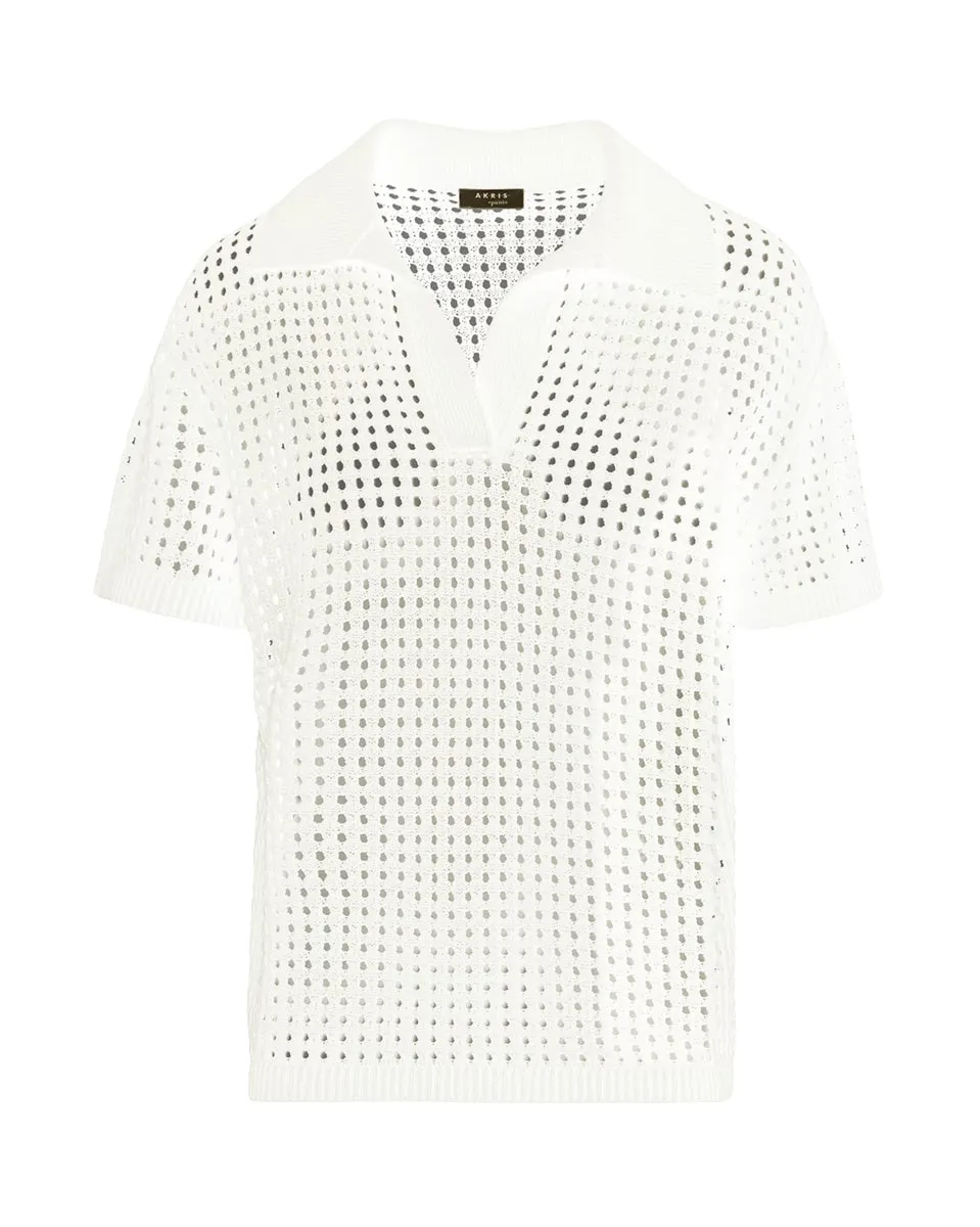 Mesh-Knit Polo Shirt