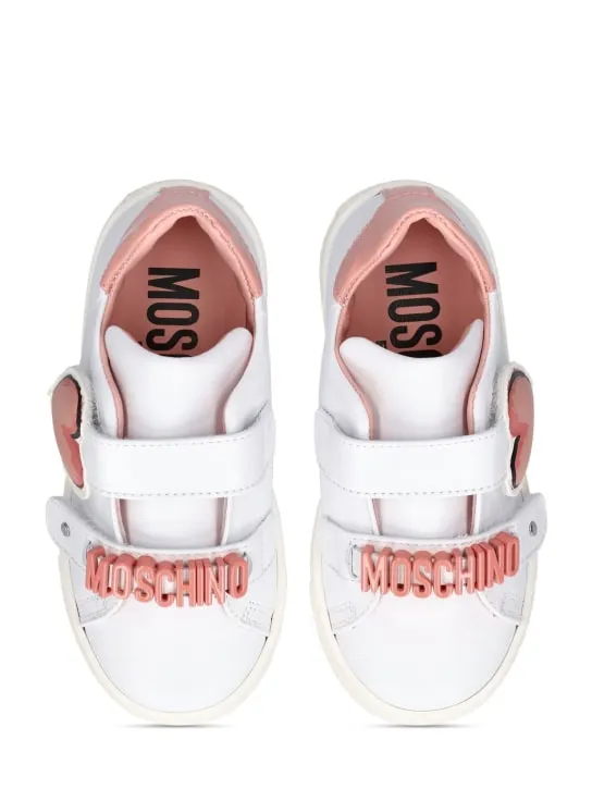 Moschino   Logo leather strap sneakers 