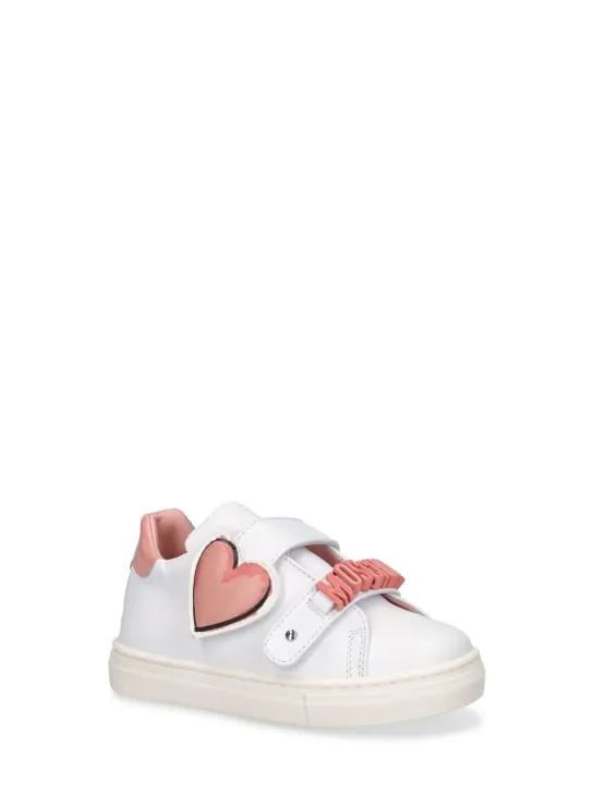 Moschino   Logo leather strap sneakers 