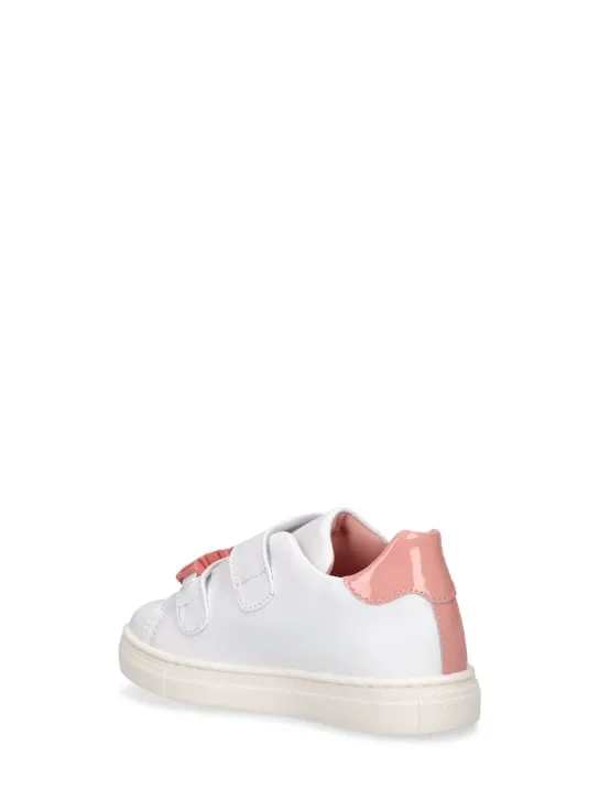 Moschino   Logo leather strap sneakers 