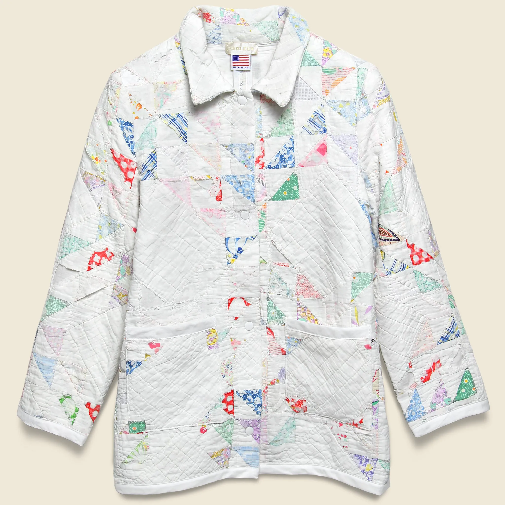 Moving Day Quilt Jacket - White/Pastel Flying Geese