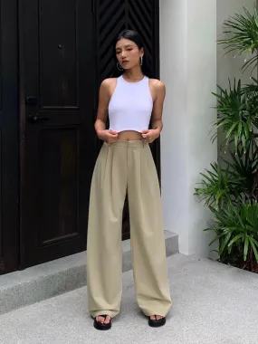 NEVA HU Black Casual High Waisted Wide Leg Pants Women's Drapey 2024 Summer Straight Leg Suit Pants Loose Floor-Mopping Pants