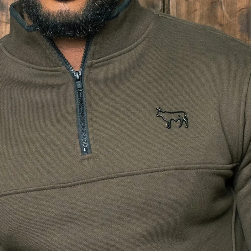 Nguni Outline Rivet  Zip Pullover Sweatshirt Fatigue