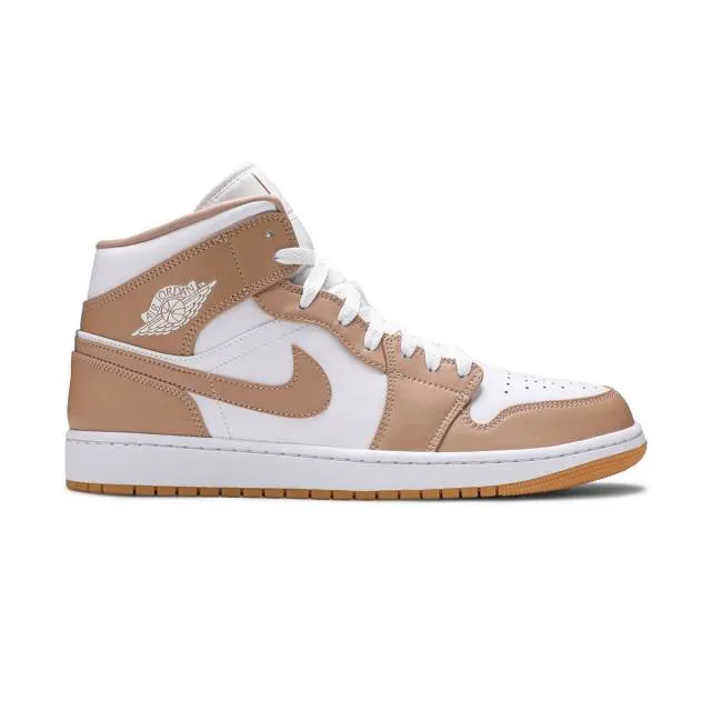 Nike Air Jordan 1 Mid (Tan Gum/ Hemp Brown/ White/ Gum Y...