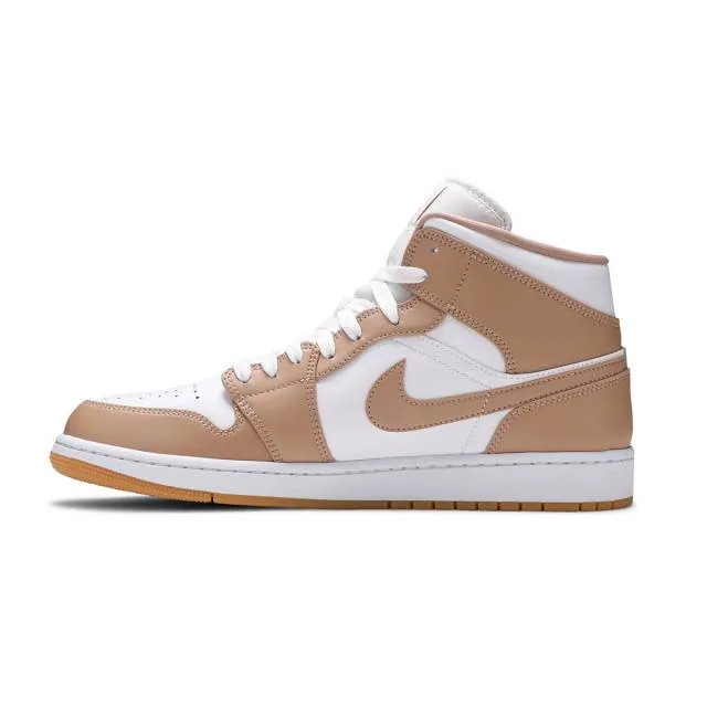 Nike Air Jordan 1 Mid (Tan Gum/ Hemp Brown/ White/ Gum Y...